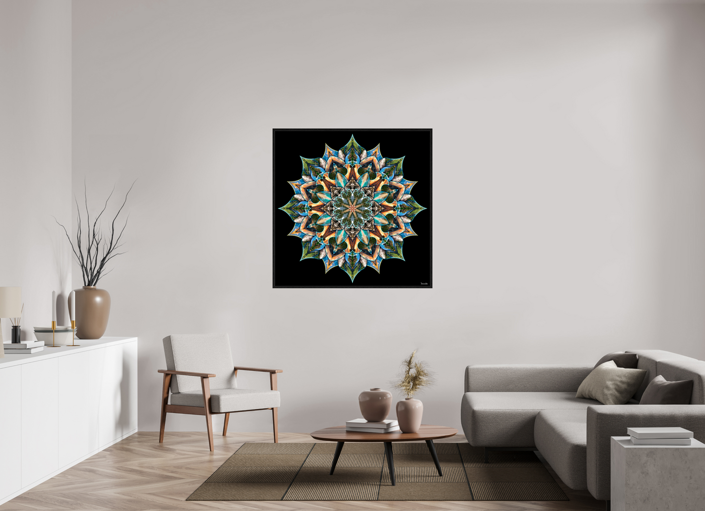 45 x 45″, Floater Frame sat