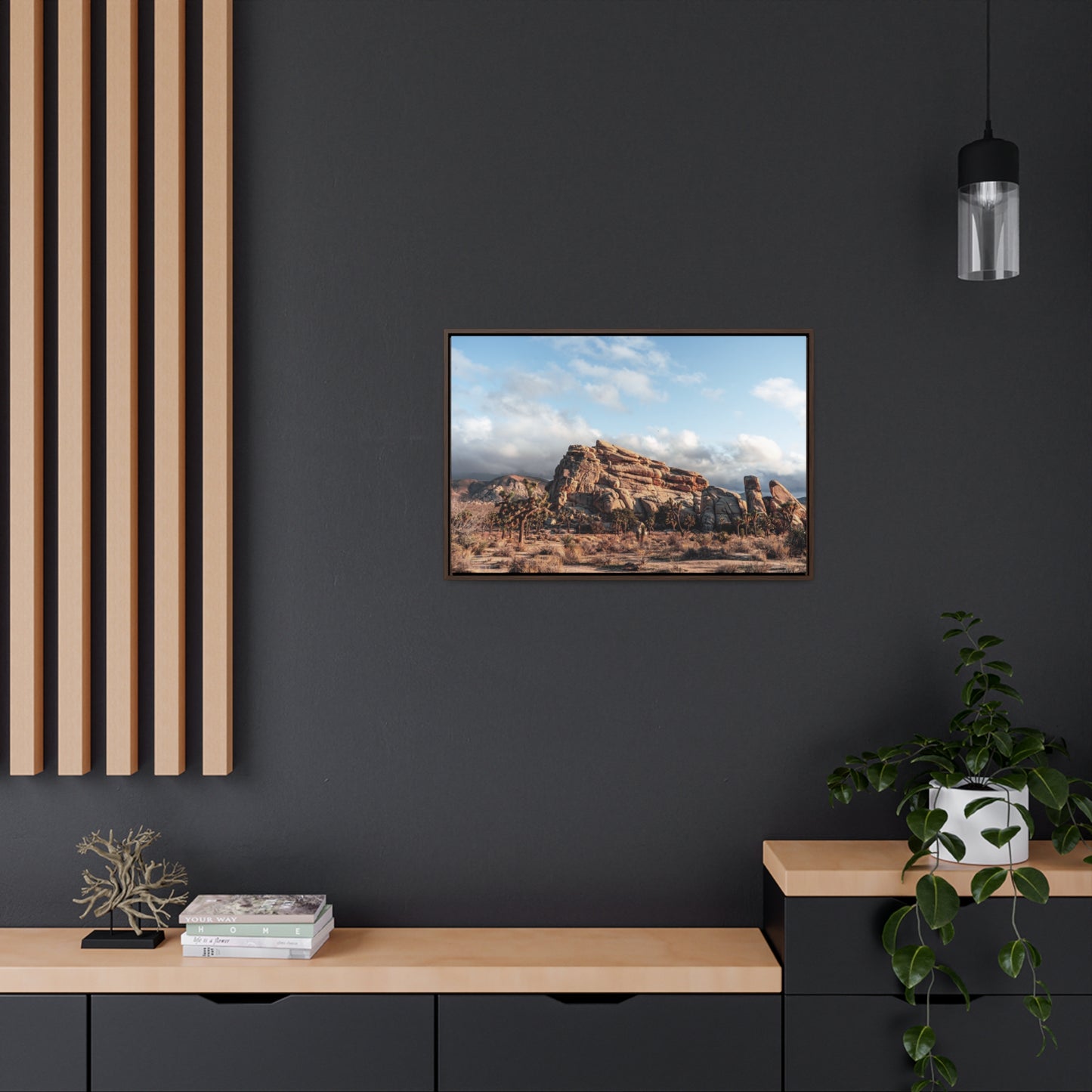 Panoramic Canvas Print Framed Joshua Tree Boulder photography mixed media art print Domenica Rossi
