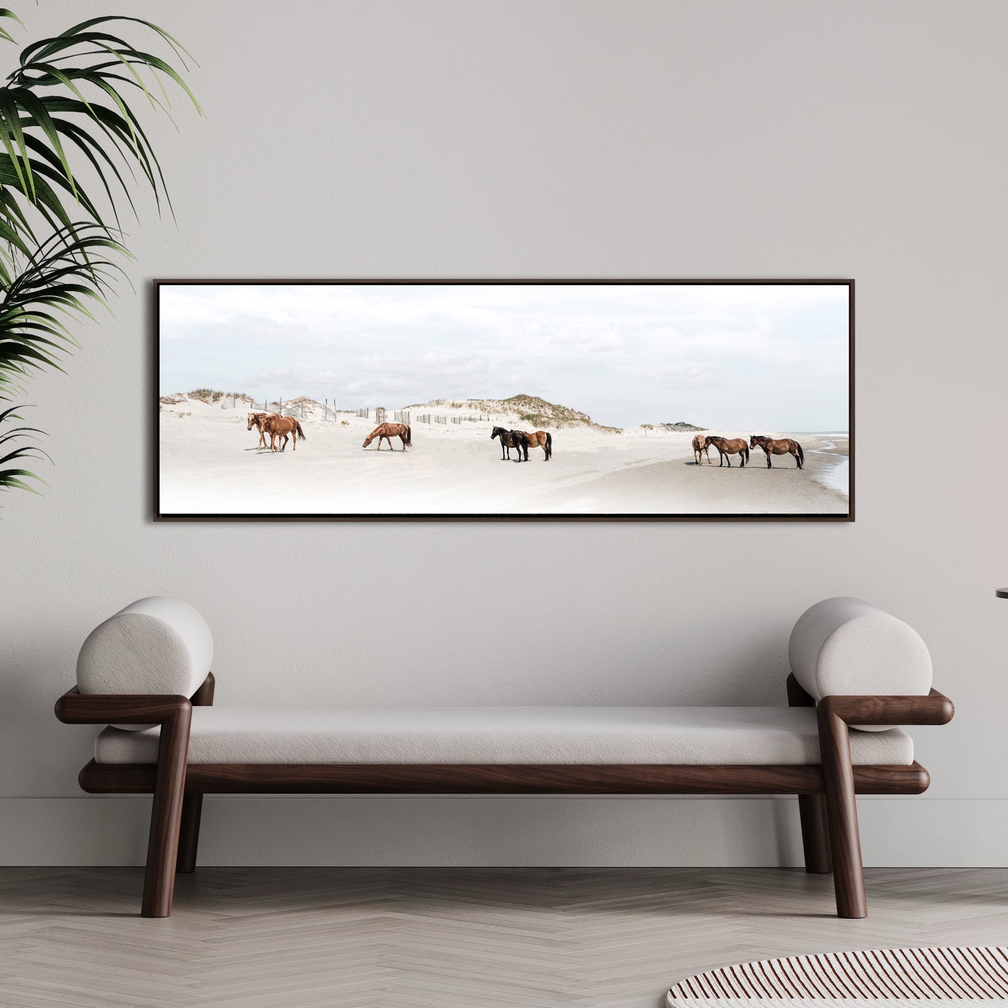 Floating Frame Canvas - Beachside Wild Mustangs of Corolla Beach, Outer Banks